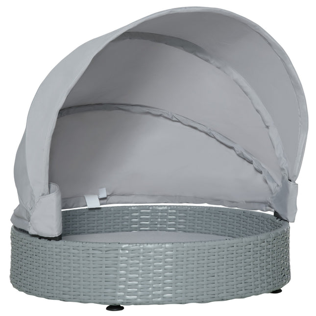 Niche Pour Chien En Rotin Avec Coussin, Lit Pour Animal Domestique, Extérieur, Gris, 76 X 76 X 60 Cm
