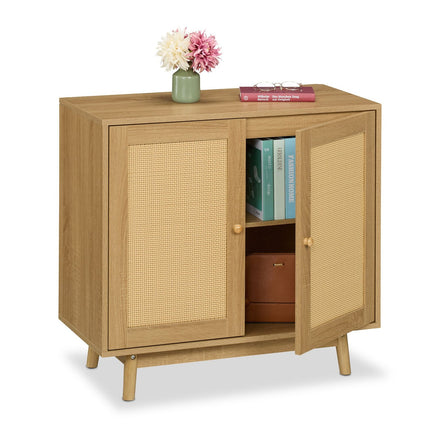 Sideboard in Rattan-Optik, Holzfüße, 2 Türen