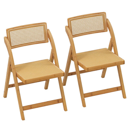 Rattan-Klappstühle, Bambusrahmen, 360°-drehbare Rückenlehne