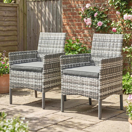 Ensemble de chaises de jardin en rotin gris, rembourrées et résistantes aux intempéries