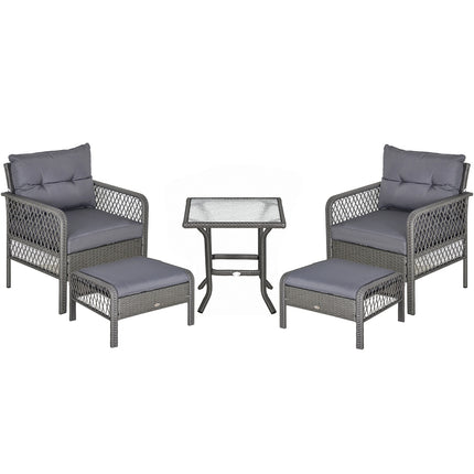 Ensemble De Meubles De Jardin En Rotin Pour 4 Personnes Ensemble De Meubles De Balcon Canapé Avec Tabouret Table Groupe De Sièges Acier Gris