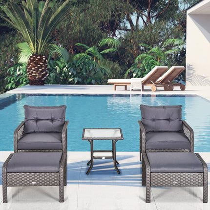 Ensemble De Meubles De Jardin En Rotin Pour 4 Personnes Ensemble De Meubles De Balcon Canapé Avec Tabouret Table Groupe De Sièges Acier Gris