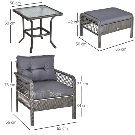 Ensemble De Meubles De Jardin En Rotin Pour 4 Personnes Ensemble De Meubles De Balcon Canapé Avec Tabouret Table Groupe De Sièges Acier Gris