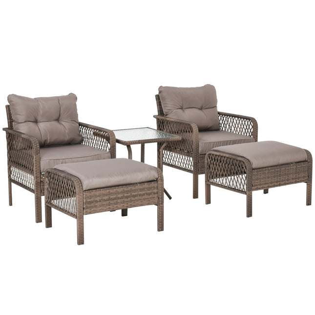 Rattan-Balkonmöbel-Set – 4-Sitzer-Sofa, Hocker & Tisch