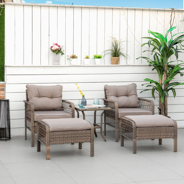 Rattan-Balkonmöbel-Set – 4-Sitzer-Sofa, Hocker & Tisch