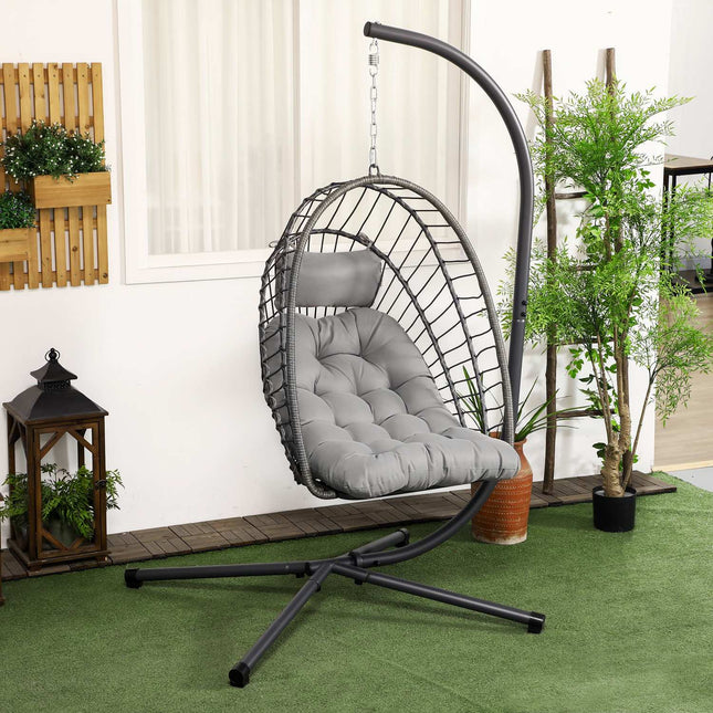 Rattan-Hängesessel mit Kissen – für drinnen/draußen