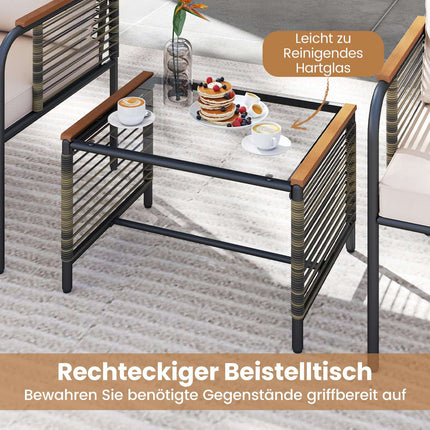 5-teiliges Rattan-Gartenmöbel-Set mit Kissen