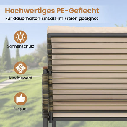 5-teiliges Rattan-Gartenmöbel-Set mit Kissen
