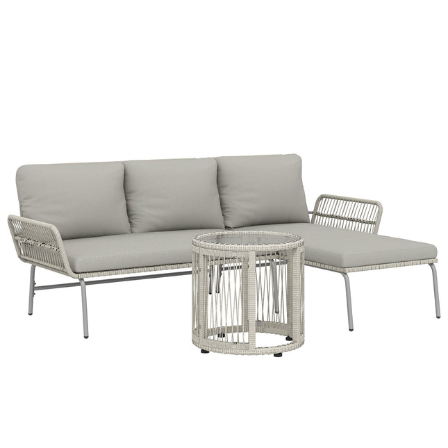 Ensemble de mobilier de jardin en rotin, résistant aux intempéries, gris clair
