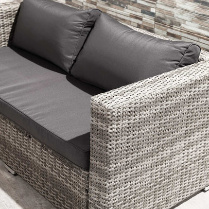 Gartenmöbel aus Rattan, 6-teilig, Metallrahmen, grau
