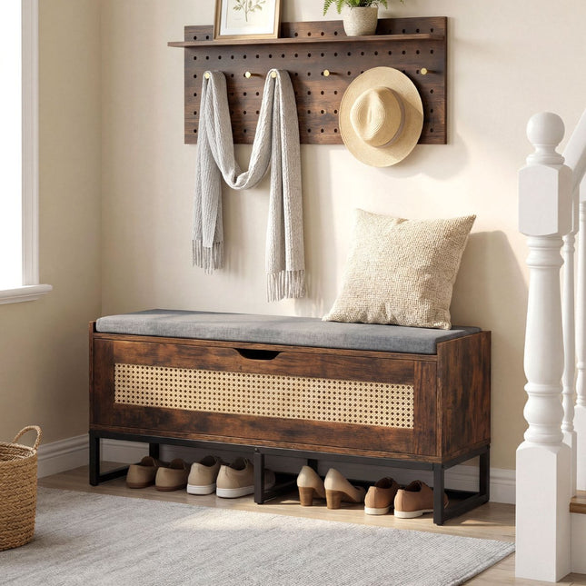 Sitzbank aus Rattan mit Polsterung, 100 cm