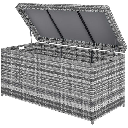 Rattan-Aufbewahrungsbox, 380 L, wetterfest, Dunkelgrau