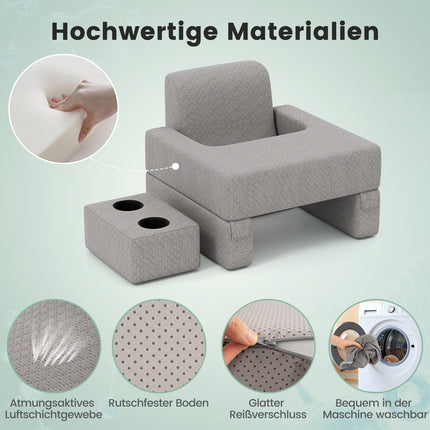 Lesekissen mit Getränkehalter – Ergonomische Rückenlehne, Grau