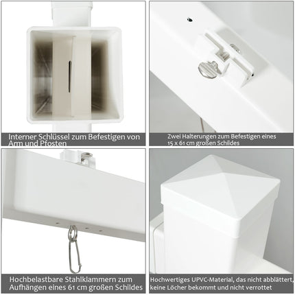 Immobilienschildpfosten, UPVC, 180 cm, kein Graben erforderlich