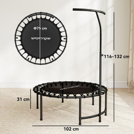 Rebounder-Trampolin, verstellbarer Griff, Schwarz