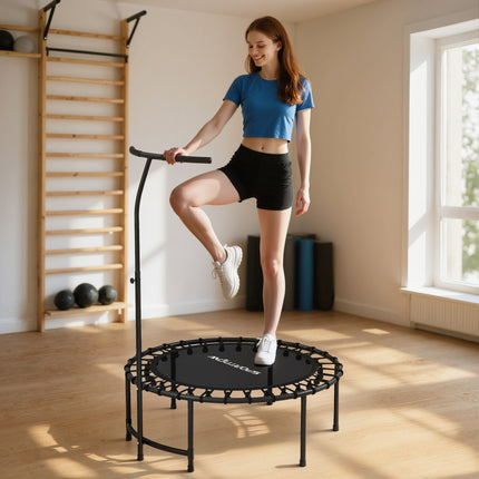 Rebounder-Trampolin, verstellbarer Griff, Schwarz