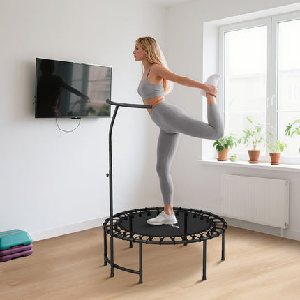 Rebounder-Trampolin, verstellbarer Griff, Schwarz