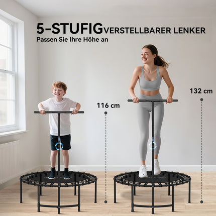 Rebounder-Trampolin, verstellbarer Griff, Schwarz