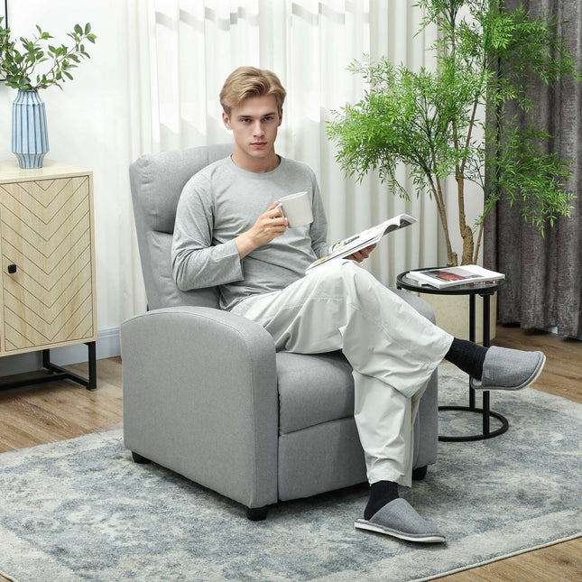 Relaxliege, verstellbar 135°, Leinen-Polyester, Hellgrau