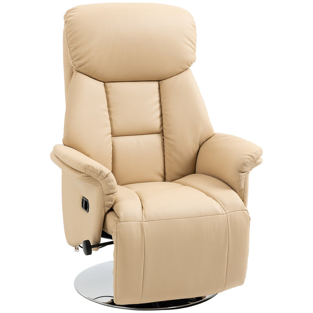 Fauteuil inclinable, similicuir, pivotant à 360°, beige