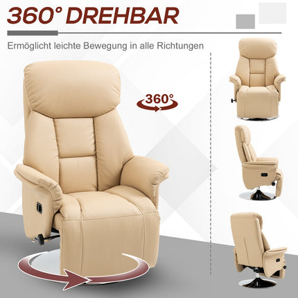 Fauteuil inclinable, similicuir, pivotant à 360°, beige