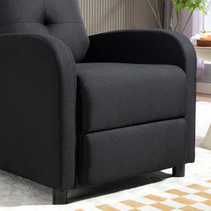 Fauteuil inclinable, tissu aspect lin, noir, réglable jusqu'à 155°