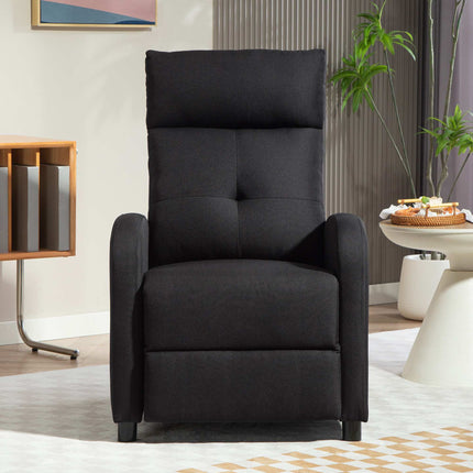 Fauteuil inclinable, tissu aspect lin, noir, réglable jusqu'à 155°