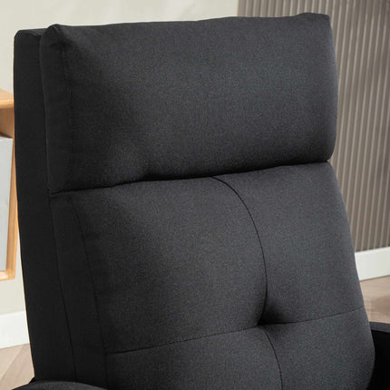 Fauteuil inclinable, tissu aspect lin, noir, réglable jusqu'à 155°