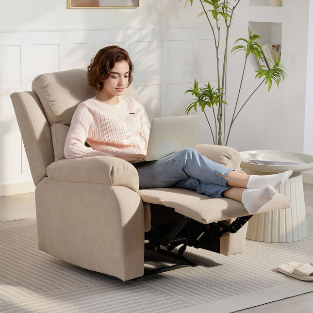 Fauteuil inclinable manuel, aspect lin, beige