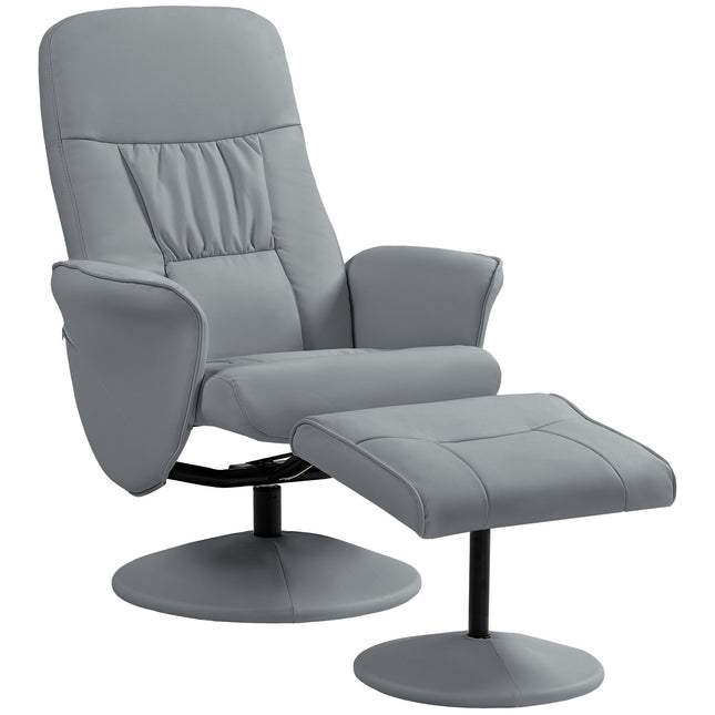 Sessel-Set mit Ottomane, verstellbar, hellgrau