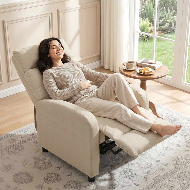 Fernsehsessel mit Fußstütze, Taschenfederkern, Beige