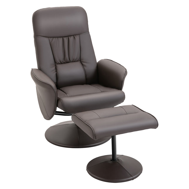 Sessel mit Hocker-Set, Kunstleder, Braun