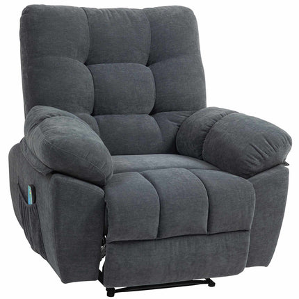 Fauteuil inclinable avec massage à 8 points, repose-pieds réglable, gris