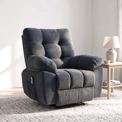 Fauteuil inclinable avec massage à 8 points, repose-pieds réglable, gris