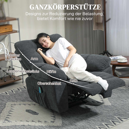 Fauteuil inclinable avec massage à 8 points, repose-pieds réglable, gris
