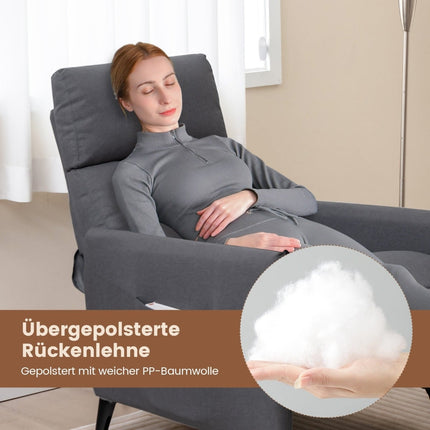 Liegesessel mit verstellbarer Rückenlehne & Fußstütze, Dunkelgrau