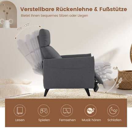 Liegesessel mit verstellbarer Rückenlehne & Fußstütze, Dunkelgrau