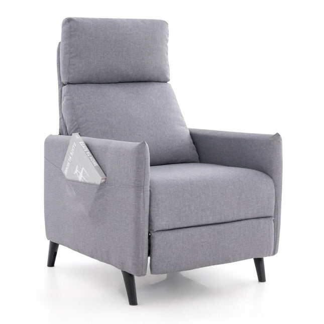 Fauteuil inclinable avec dossier et repose-pieds réglables, tissu en lin