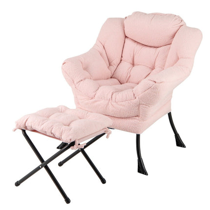 Liegesessel mit Armlehnen, Seitentasche, Ottoman – Rosa