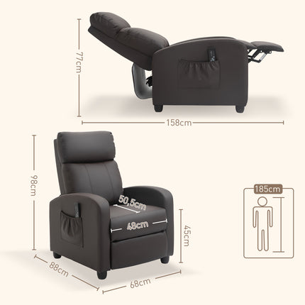 Fauteuil inclinable avec massage, dossier réglable, similicuir