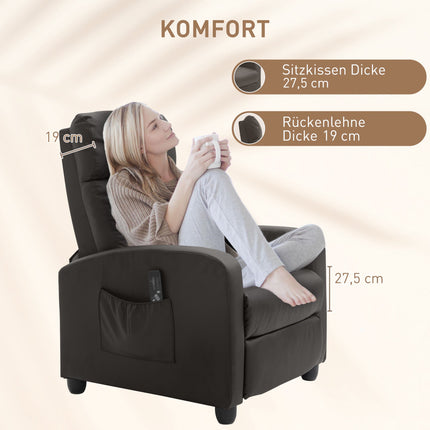 Fauteuil inclinable avec massage, dossier réglable, similicuir