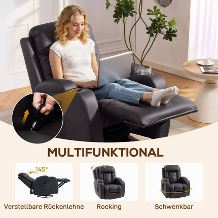 RelaxSessel mit Massage-, Heiz- und Drehfunktion, Dunkelbraun