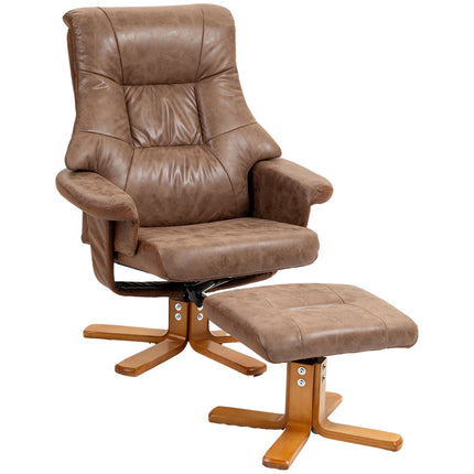 Fauteuil inclinable avec repose-pieds, pivotant, inclinaison 135°, marron