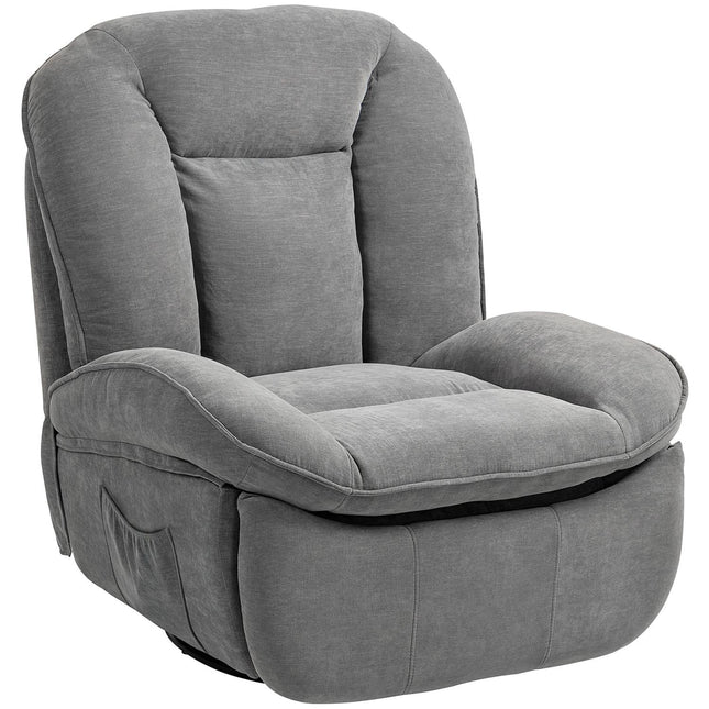 Fauteuil inclinable, fauteuil TV avec fonction inclinable, fonction bascule, fauteuil TV pivotant avec repose-pieds, gris