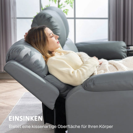 3-Sitzer Relaxsofa, Kunstleder, Dunkelgrau