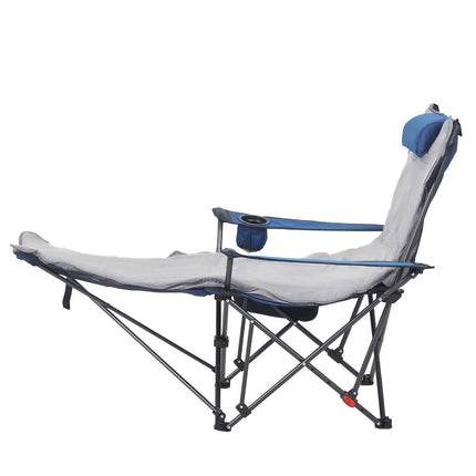 Reclining Camping Chair, 4-Position Folding, Footrest, Cushion
