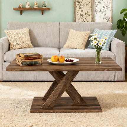 Rechteckiger Couchtisch, 95 cm, rustikales Braun, Gummibaumholz