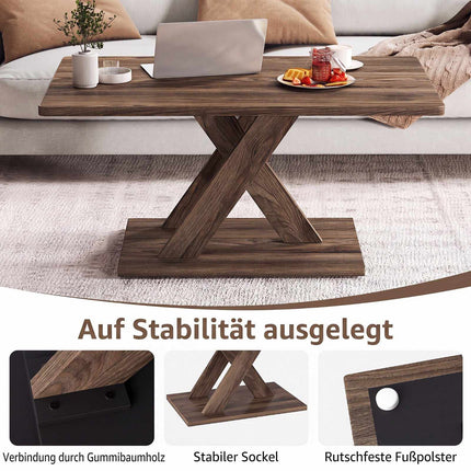 Rechteckiger Couchtisch, 95 cm, rustikales Braun, Gummibaumholz