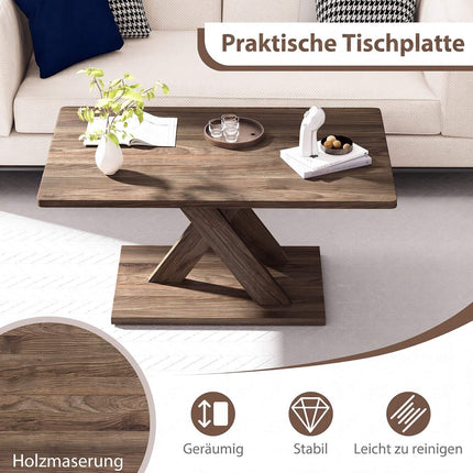 Rechteckiger Couchtisch, 95 cm, rustikales Braun, Gummibaumholz