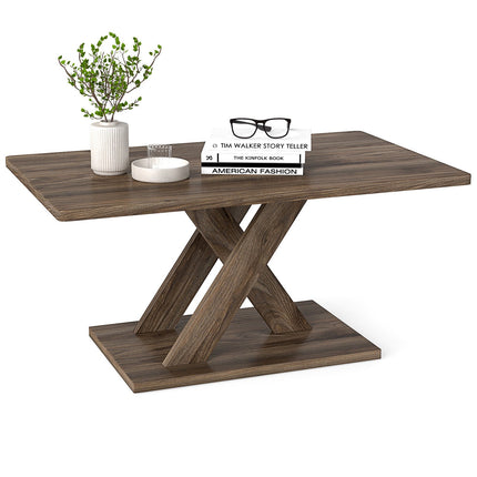 Rechteckiger Couchtisch, 95 cm, rustikales Braun, Gummibaumholz